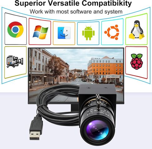 8MP USB Camera, 2448P Full HD Webcam with 2.8-10mm Varifocal Lens in Kuwait
