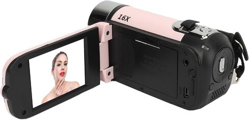 Bewinner D90 Digital Video Camera - 1080P 16MP Handheld Video Camcorder 16x Digital Zoom Video Camera with 2.7in TFT Rotatable Screen, HD Video Recorder Camera with Fill Light (Rose), Pink in Kuwait
