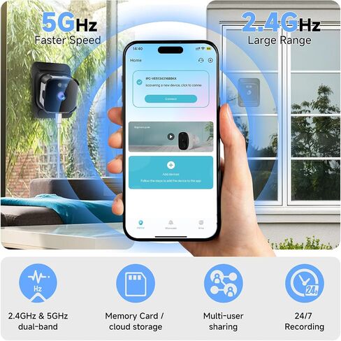 AXB 2K Indoor Window Camera: No Drill Home Security Cam with Night Vision in Kuwait