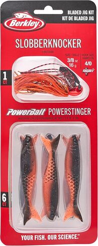 Berkley Slobberknocker and Power Stinger Kit, Fire Craw, 1/2 oz., Innovative Design Drives Consistent Vibration Through Entire Trailer, Jig and Swimbait for Bass Fishing, Equipped with Fusion19 Hook in Kuwait