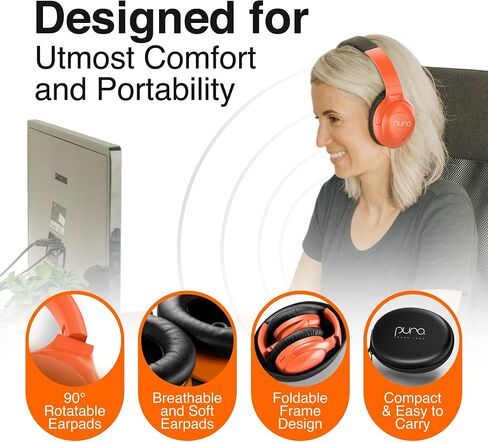Puro Sound Labs - Kids Headphones, Volume-Limiting 85dB, PuroPro, Orange in Kuwait