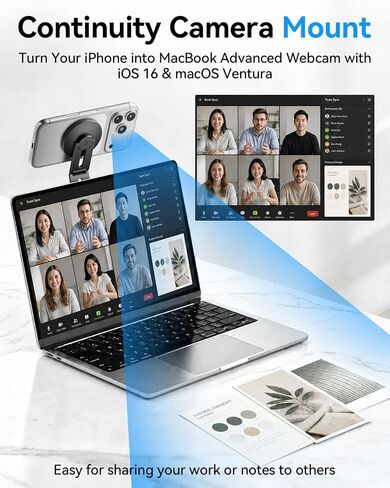Magnetic Laptop Phone Holder with 15W Fast Wireless Charger, Foldable Hidden Stand Design for MagSafe iPhone 17/16/15/14/13/12, MacBook, Monitor Screen Side & Tesla Model 3/Y/S/X (Black) in Saudi Arabia