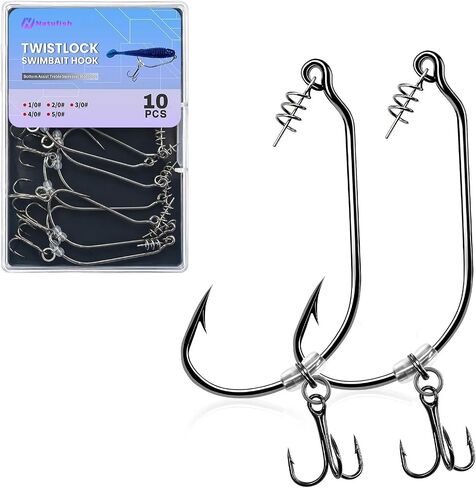 Natufish Swimbait Hooks 10Pcs Weedless Twist Lock for Bass Fishing in Kuwait