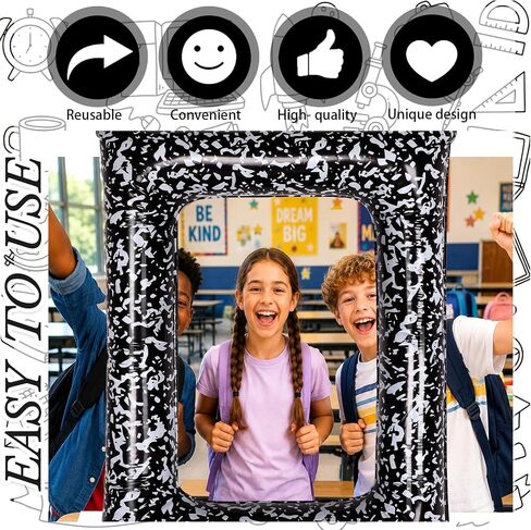 Inflatable Back to School Balloons Photo Booth Props 18×26 Inch Composition Balloon Photo Props Inflatable Balloon Selfie Backdrop for Back to School Party Supplies in Kuwait