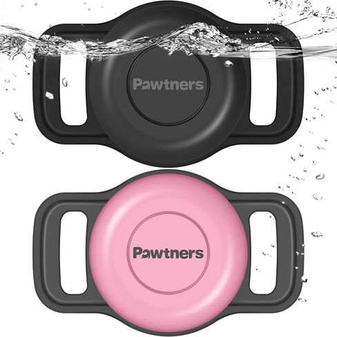 Pawtners Air tag Dog Collar Holder: 2 Pack Soft Silicone, Black in Kuwait