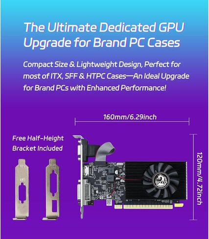SOYO GeForce GT 740 4GB DDR3 Low Profile Graphics Card, 128-Bit 384SP HDMI/VGA/DVI-D Port Triple Output, SFF Half-Height Video Card for Slim Desktop PCs, Supports Windows 11/10/8/7 in Kuwait