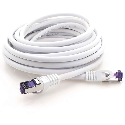1aTTack.de Cat.7 LAN ethernet Cable 20m - White - Cat7 LAN Network 10GBASE-T - 10000 Mbps (Sftp Pimf) Double Shielded patchcable RJ45 Plug Cat.6a in Kuwait