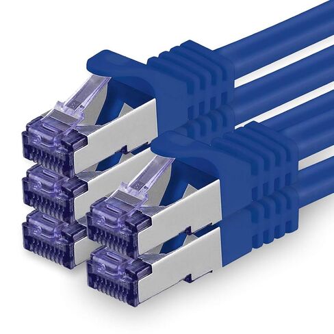 1aTTack.de Cat.7 LAN ethernet Cable 0,25m - Blue - Cat7 LAN Network 10GBASE-T - 10000 Mbps (Sftp Pimf) Double Shielded patchcable RJ45 Plug Cat.6a in Kuwait