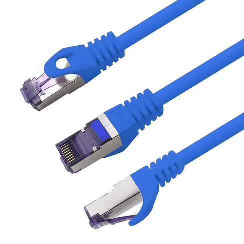1aTTack.de Cat.7 LAN ethernet Cable 0,25m - Blue - Cat7 LAN Network 10GBASE-T - 10000 Mbps (Sftp Pimf) Double Shielded patchcable RJ45 Plug Cat.6a in Kuwait