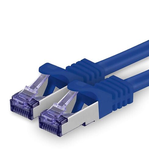 1aTTack.de Cat.7 LAN ethernet Cable 3m - Blue - Cat7 LAN Network 10GBASE-T - 10000 Mbps (Sftp Pimf) Double Shielded patchcable RJ45 Plug Cat.6a in Kuwait