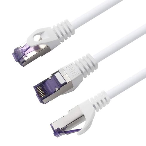 1aTTack.de Cat.7 LAN ethernet Cable 15m - White - Cat7 LAN Network 10GBASE-T - 10000 Mbps (Sftp Pimf) Double Shielded patchcable RJ45 Plug Cat.6a in Kuwait
