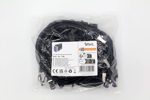 Cat.7 LAN ethernet Cable 1m - Black - Cat7 LAN Network 10GBASE-T - 10000 Mbps (Sftp Pimf) Double Shielded patchcable RJ45 Plug Cat.6a in Kuwait