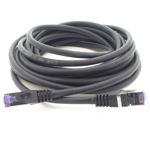 Cat.7 LAN ethernet Cable 1m - Black - Cat7 LAN Network 10GBASE-T - 10000 Mbps (Sftp Pimf) Double Shielded patchcable RJ45 Plug Cat.6a in Kuwait