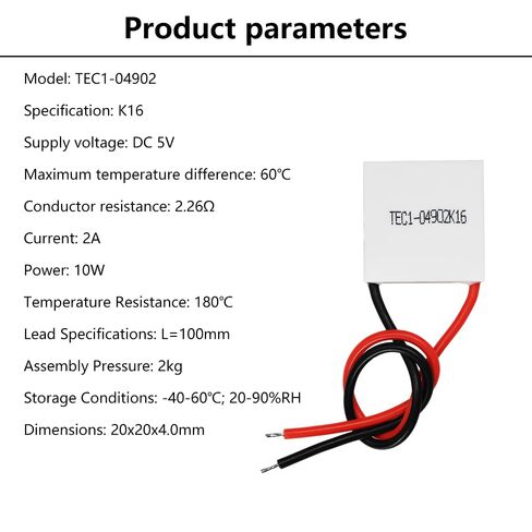 TEC1-04902 Thermoelectric Cooler Peltier Module, 5V 10W 2A, 20mm x 20mm Heatsink,Compatible with Gaming Consoles,5 Pack Used in Electronic Devices,Small Refrigeration Systems,and More in Kuwait