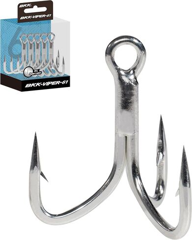 BKK VIPER-61 HD Treble Hooks | 6X Strength | Straight Needlepoint | Brazed Eye | Aggressive Bend | Bright-Tin Coating | Lightweight Design in Kuwait