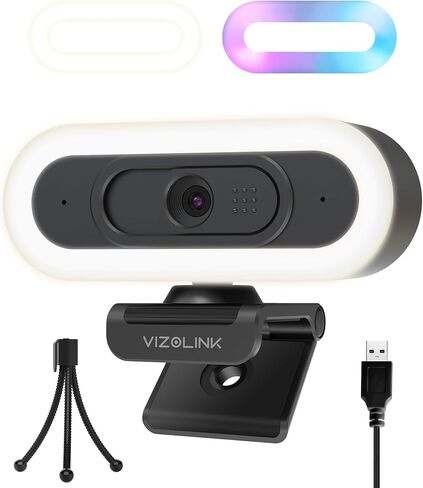 4K Webcam with Lights, PDAF Autofocus Computer Camera for PC/Mac, 78°FOV Web cam with 2 Noise-Canceling Microphone, USB Computer Web Camera for Laptop, Mac, Zoom in Kuwait