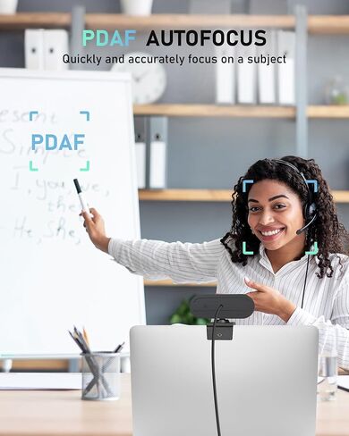 4K Webcam with Lights, PDAF Autofocus Computer Camera for PC/Mac, 78°FOV Web cam with 2 Noise-Canceling Microphone, USB Computer Web Camera for Laptop, Mac, Zoom in Kuwait