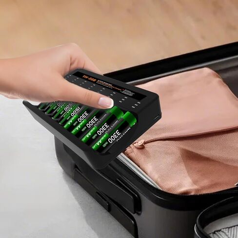 Rechargeable AA AAA Battery Charger, 8-Bay Smart Individual Charger USB High-Speed Charging for NiMH NiCD Rechargeable Batteries Battery not Included - (Charger Only) in Kuwait