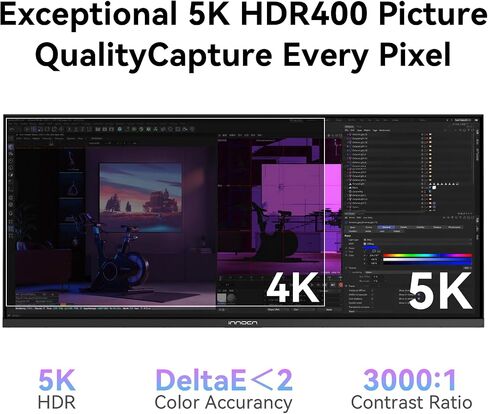 INNOCN 34" 5K 120Hz 5120 x 2160P Wide Monitor for Laptop/MacBook/Mini PC in Kuwait