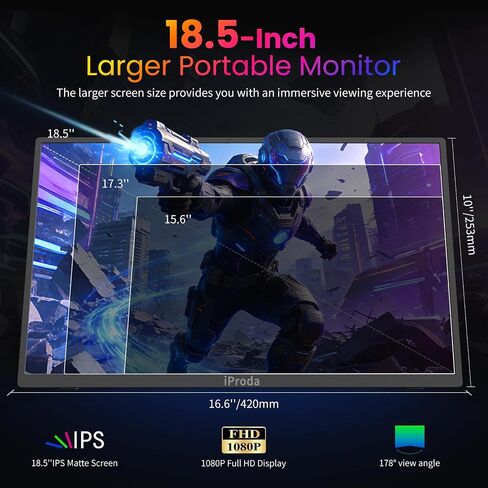 18.5 Inch Portable Monitor, HDMI USB-C Slim 120Hz Portable Gaming Monitor in Saudi Arabia