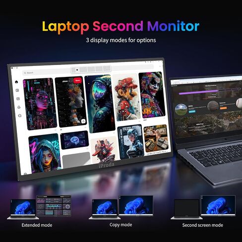 18.5 Inch Portable Monitor, HDMI USB-C Slim 120Hz Portable Gaming Monitor in Saudi Arabia