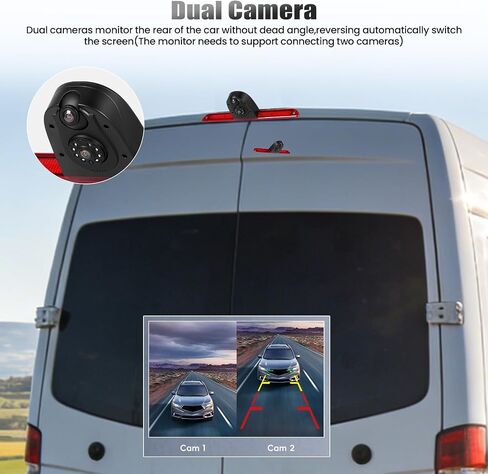 Brake Light Dual Backup Camera for Mercedes Sprinter 2007-2019|IP67 Waterproof Reversing Camera with 140°Wide Angle,Wired Stable Signal & OEM Fit|IR Night Vision,Rear View Reverse Parking Camera in Kuwait