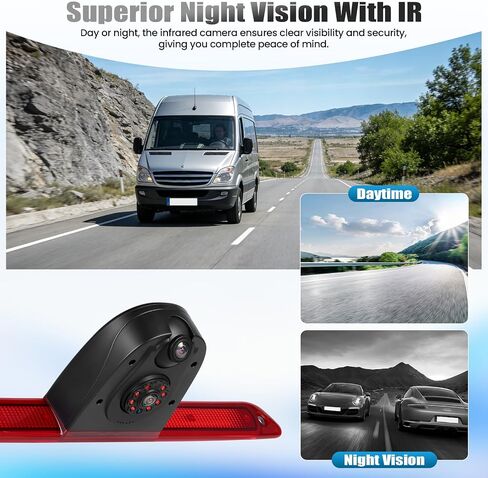 Brake Light Dual Backup Camera for Mercedes Sprinter 2007-2019|IP67 Waterproof Reversing Camera with 140°Wide Angle,Wired Stable Signal & OEM Fit|IR Night Vision,Rear View Reverse Parking Camera in Kuwait