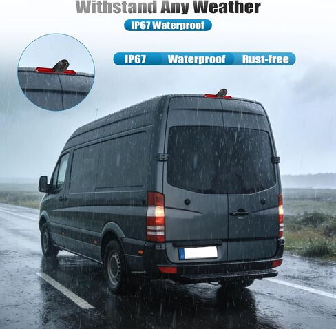 Brake Light Dual Backup Camera for Mercedes Sprinter 2007-2019|IP67 Waterproof Reversing Camera with 140°Wide Angle,Wired Stable Signal & OEM Fit|IR Night Vision,Rear View Reverse Parking Camera in Kuwait