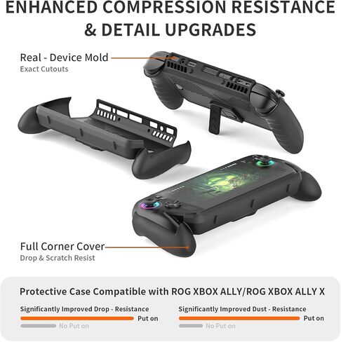 Protective Case for ASUS Rog Xbox Ally X & Rog Xbox Ally 2025, TPU Cover with Kickstand for Gaming Handheld Cover Case Accessories, Anti-Collision,Non-Slip,Anti-Scratch Design,Black in Saudi Arabia