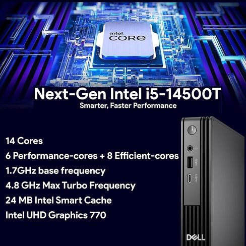 Oemgenuine Dell Pro Micro Intel i5-14500T, Customized Computer, 16GB / 32GB DDR5 RAM, 256GB / 512GB / 1TB SSD, WiFi 6E, RJ-45, DisplayPort, Wired KB & Mouse, 3 YR WTY, W11P, Business Desktop - Black in Kuwait