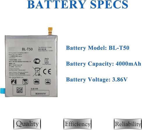 New Upgraded Battery for LG Velvet 5G, BL-T50 Replacement Battery Compatible with LG Velvet 5G T-Mobile Verizon, with Repair Tools & Instruction in Kuwait