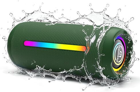 Portable Bluetooth Speaker, IPX7 Waterproof Wireless Speaker, 35W Loud Stereo Sound and Deep Bass, 24H Playtime, Bluetooth 5.4, RGB Lights, Smart Display, EQ for Home/Party/Outdoor/Gifts(Black) in Kuwait