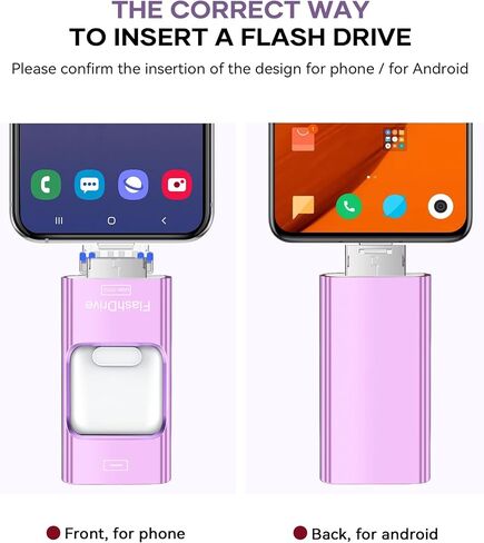 Flash Drive for Phone 256GB, 4 in 1 USB Type C Memory Stick, Photo Stick External Storage Thumb Drive for Phone Pad Android Computer, Titanium Purple in Kuwait