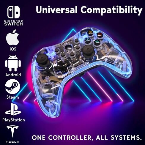 TurbX Wireless Game Controller Set for Nintendo Switch, PS4, iPhone, Android Phone, PC Steam Deck, Windows. Bluetooth video games joycon w/ Finger Sleeves, Phone Grip, PC Adapter, LED Light & Vibration in Kuwait