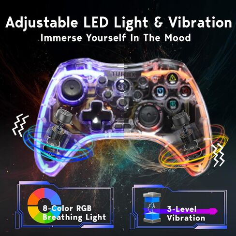 TurbX Wireless Game Controller Set for Nintendo Switch, PS4, iPhone, Android Phone, PC Steam Deck, Windows. Bluetooth video games joycon w/ Finger Sleeves, Phone Grip, PC Adapter, LED Light & Vibration in Kuwait
