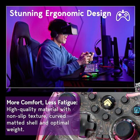 TurbX Wireless Game Controller Set for Nintendo Switch, PS4, iPhone, Android Phone, PC Steam Deck, Windows. Bluetooth video games joycon w/ Finger Sleeves, Phone Grip, PC Adapter, LED Light & Vibration in Kuwait