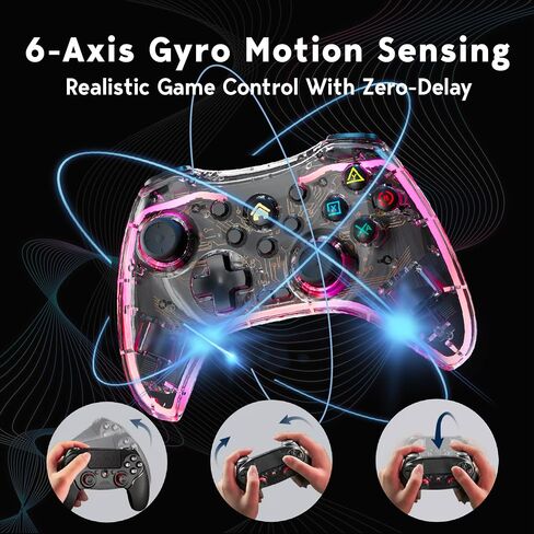 TurbX Wireless Game Controller Set for Nintendo Switch, PS4, iPhone, Android Phone, PC Steam Deck, Windows. Bluetooth video games joycon w/ Finger Sleeves, Phone Grip, PC Adapter, LED Light & Vibration in Kuwait
