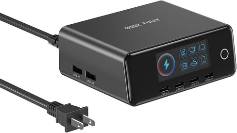 240W GaN Charger, 6-Port USB C Charger with 140W Max PD 3.1 Port, TFT-Screen Display Desktop Charging Station Adapter for MacBook Pro/Air M3/M2, Laptops, iPhone 17/16, Galaxy S24/S23, iPad, Steam Deck in Kuwait