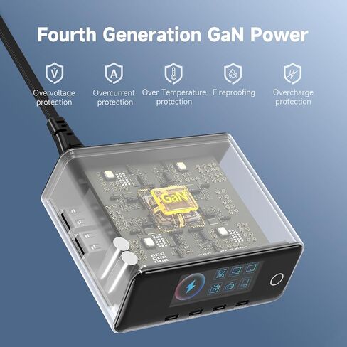 240W GaN Charger, 6-Port USB C Charger with 140W Max PD 3.1 Port, TFT-Screen Display Desktop Charging Station Adapter for MacBook Pro/Air M3/M2, Laptops, iPhone 17/16, Galaxy S24/S23, iPad, Steam Deck in Kuwait