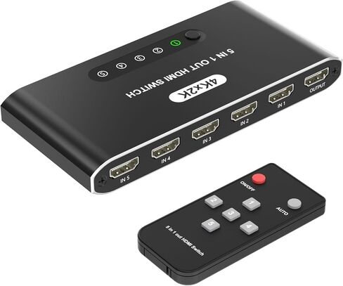 5 in 1 HDMI Switch with Remote 4K, 5 Port HDMI Switcher, HDMI Selector Splitter Box with LED Indicators, Game Switcher Hub with USB Powered for PS5 Xbox Fire Stick Roku TV Monitor in Saudi Arabia