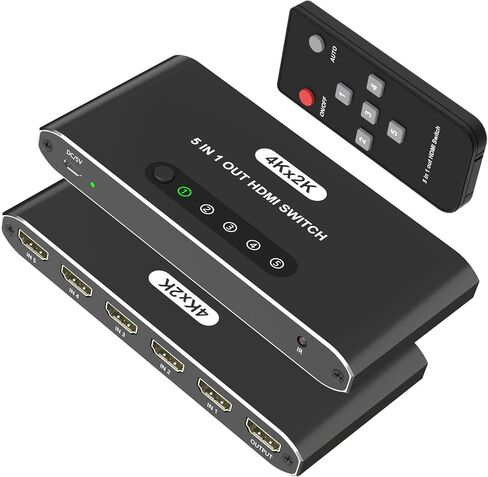 5 in 1 HDMI Switch with Remote 4K, 5 Port HDMI Switcher, HDMI Selector Splitter Box with LED Indicators, Game Switcher Hub with USB Powered for PS5 Xbox Fire Stick Roku TV Monitor in Saudi Arabia