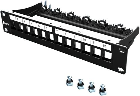 24Port Blank Keystone Patch Panel 1U 19" for Rackmount & Wall Mount STP&UTP with Cable Support Bar in Kuwait