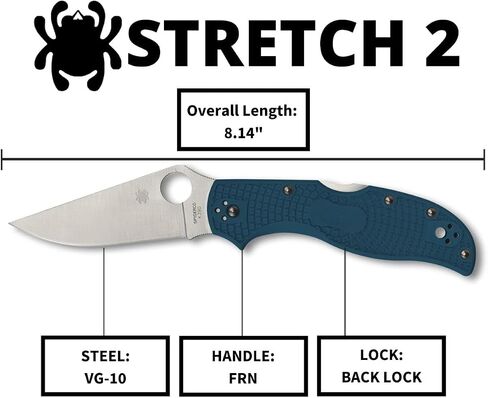 Spyderco Stretch 2 Lightweight Straight Spine Folding Pocket Knife with 3" K390 Steel Blade and FRN Handle - EDC Knife for Men and Women, Perfect for Hunting, Tactical - PlainEdge - C90FP2K390 in Kuwait