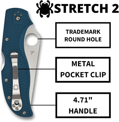 Spyderco Stretch 2 Lightweight Straight Spine Folding Pocket Knife with 3" K390 Steel Blade and FRN Handle - EDC Knife for Men and Women, Perfect for Hunting, Tactical - PlainEdge - C90FP2K390 in Kuwait