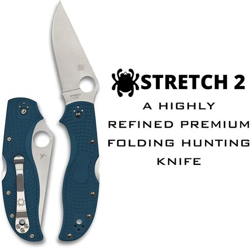 Spyderco Stretch 2 Lightweight Straight Spine Folding Pocket Knife with 3" K390 Steel Blade and FRN Handle - EDC Knife for Men and Women, Perfect for Hunting, Tactical - PlainEdge - C90FP2K390 in Kuwait