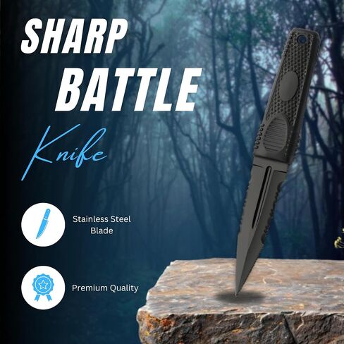 Rite Edge 8" Hunting Knife, 4" Black Stainless Steel Blade with ABS Sheath in Kuwait