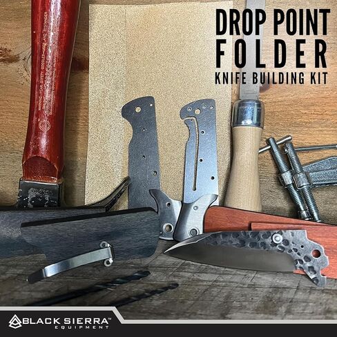 Black Sierra Folding Pocket Knife Building Kit – Custom Hammered Steel Blade, Wood Handle Options, DIY Knife Kit for Men & Women, Holiday Gift Ideas for Him in Kuwait