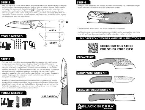 Black Sierra Folding Pocket Knife Building Kit – Custom Hammered Steel Blade, Wood Handle Options, DIY Knife Kit for Men & Women, Holiday Gift Ideas for Him in Kuwait
