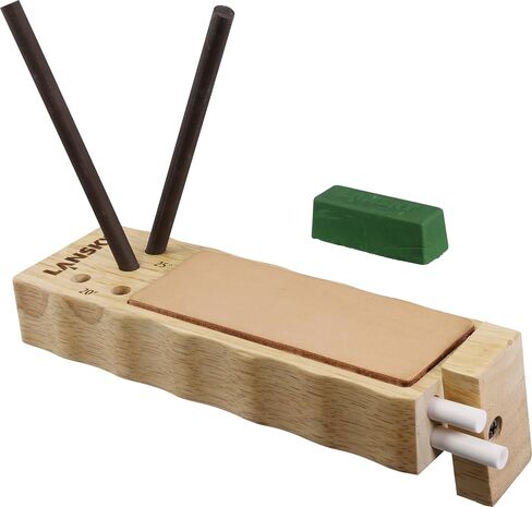 Lansky TurnBox Crock Stick Knife Sharpener, 4 Rod Ceramic with Leather Strop, 20 and 25 Degree Angles, 2-Stage System in Kuwait