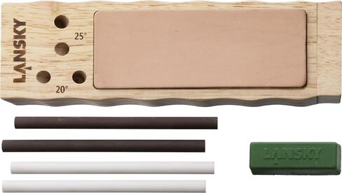 Lansky TurnBox Crock Stick Knife Sharpener, 4 Rod Ceramic with Leather Strop, 20 and 25 Degree Angles, 2-Stage System in Kuwait
